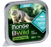 Monge BWild GF Adult Cat (треска, овощи), 100 г х 16 шт. в зоомагазине Лепшы Сябар