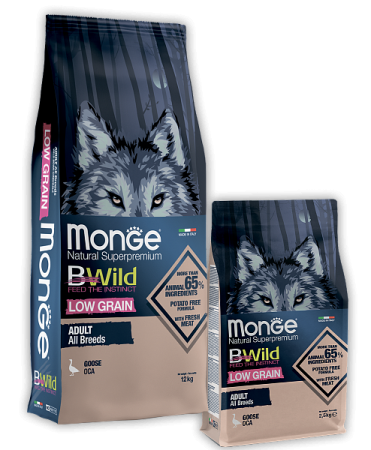 Monge Dog BWild Low Grain Adult All Breeds (гусь) в зоомагазине Лепшы Сябар