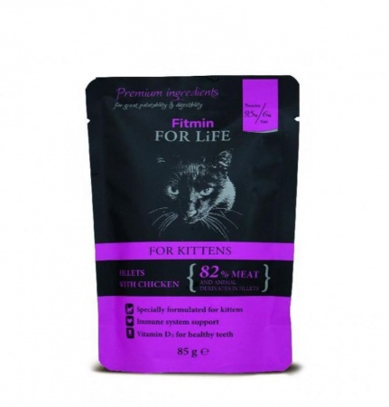 Fitmin паучи для котят с курицей, 85 гр в зоомагазине Лепшы Сябар