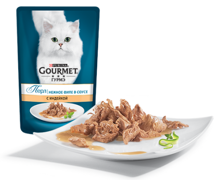 Gourmet Perle (филе в соусе с индейкой), 75 г в зоомагазине Лепшы Сябар