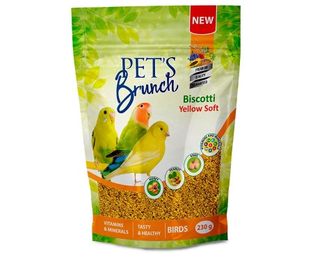 Корм сухой для птиц всех видов PET'S BRUNCH BISCOTTI YELLOW SOFT, 230 г в зоомагазине Лепшы Сябар