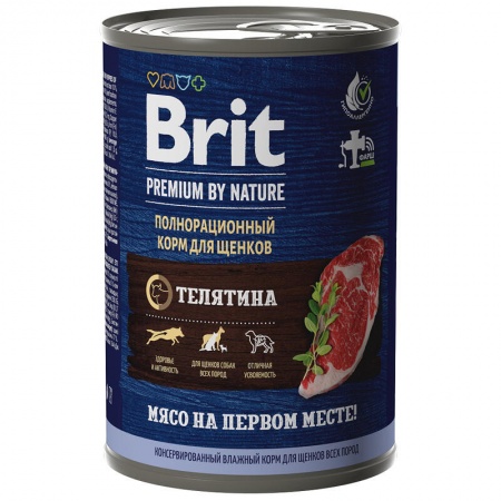 Brit Premium Dog by Nature для щенков (телятина), 410 г в зоомагазине Лепшы Сябар