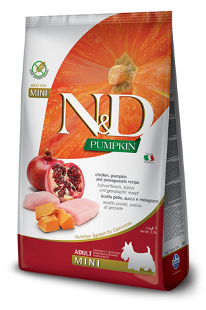 Farmina N&D GF Pumpkin Adult Mini (тыква, курица, гранат) в зоомагазине Лепшы Сябар