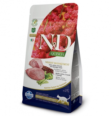 Farmina N&D Cat Quinoa Weight Management (ягненок, киноа, брокколи, спаржа) в зоомагазине Лепшы Сябар