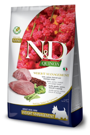Farmina N&D Quinoa Adult Mini Weight Management (ягненок, киноа, брокколи) в зоомагазине Лепшы Сябар
