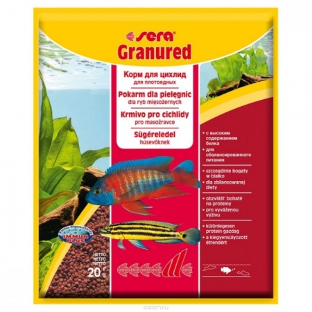 Sera Корм гранулы для мелких цихлид "Granured", пакетик, 20 г. в зоомагазине Лепшы Сябар